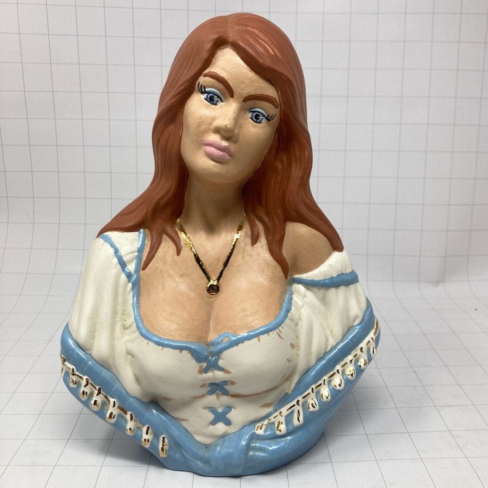 Vintage brunette lady bust ceramic mold custom painted ceramic mold